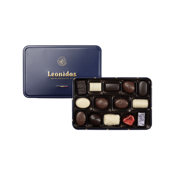 Brussels Blue Tin Box with 14 Chocolates | Leonidas Chocolate